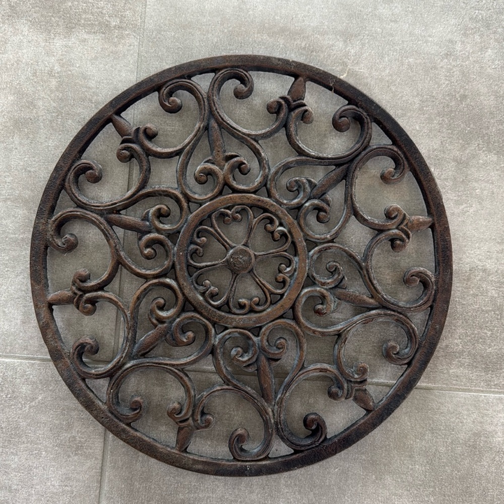 Vintage Hand-Forged Cast-Iron Heavy Duty 14.5" Wall Grate - Trivet